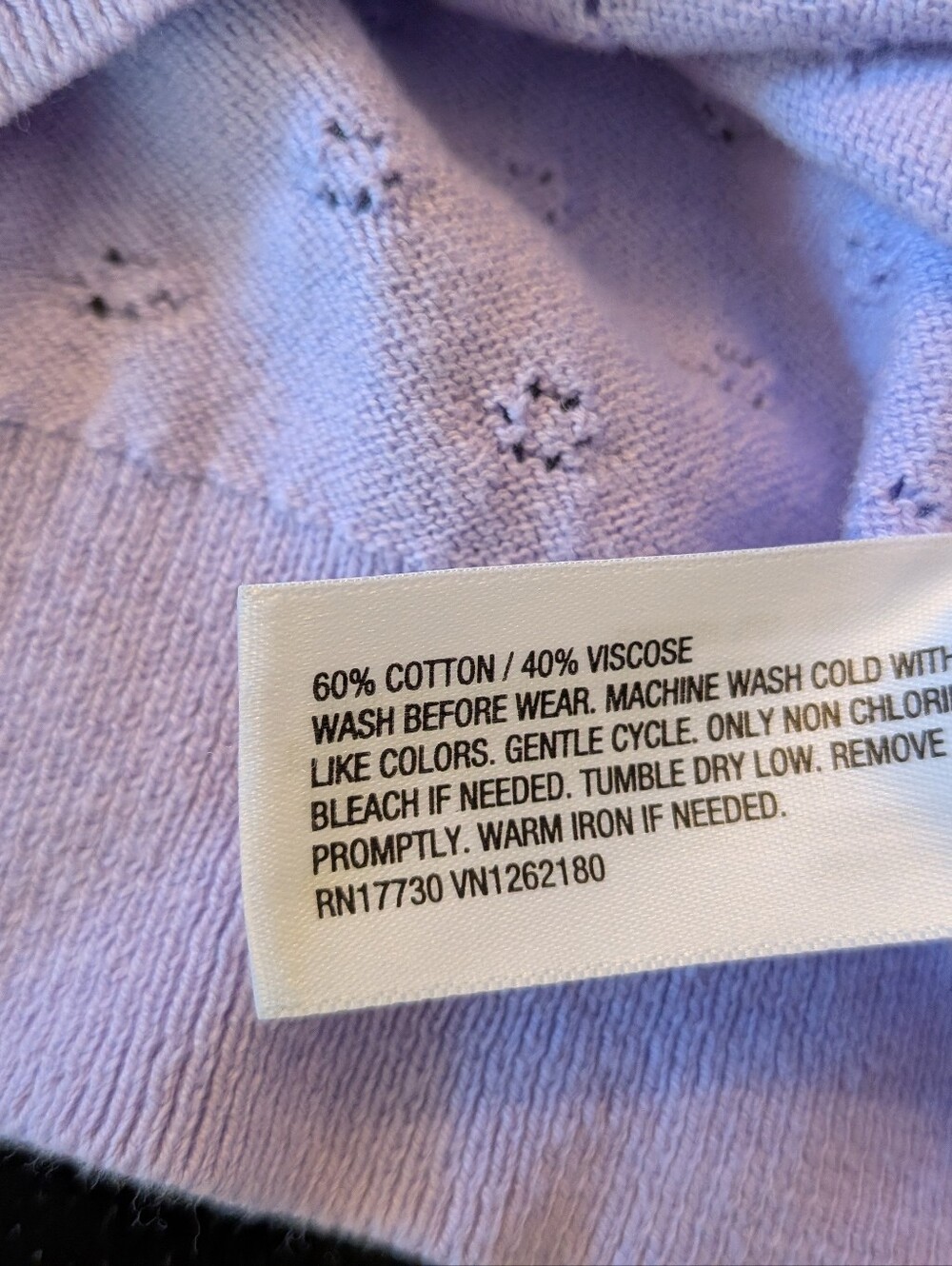 Cat & Jack Lavender Pointelle Button-Front Sweater - Picture 4 of 6